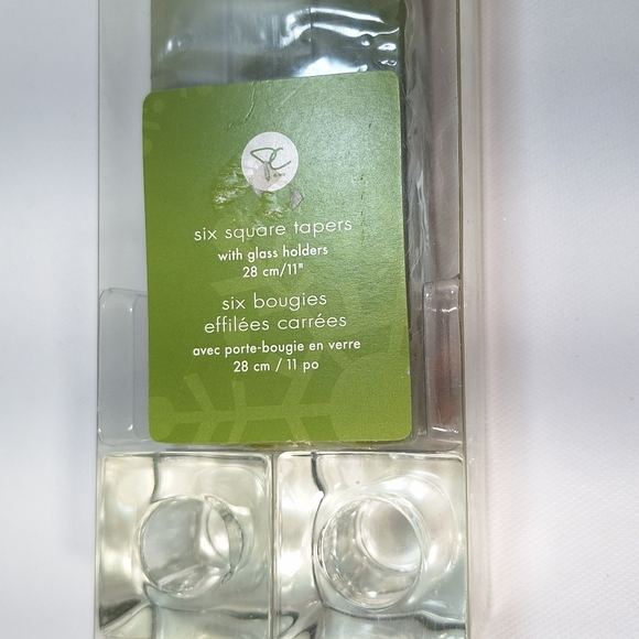 NIP PC Brand Olive Green Square Candles with 2 Glass Holders - Picture 2 of 6